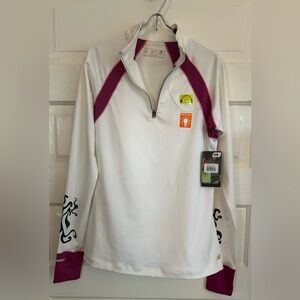 New Balance White Quarter-zip with Pink & Black Accents, size M